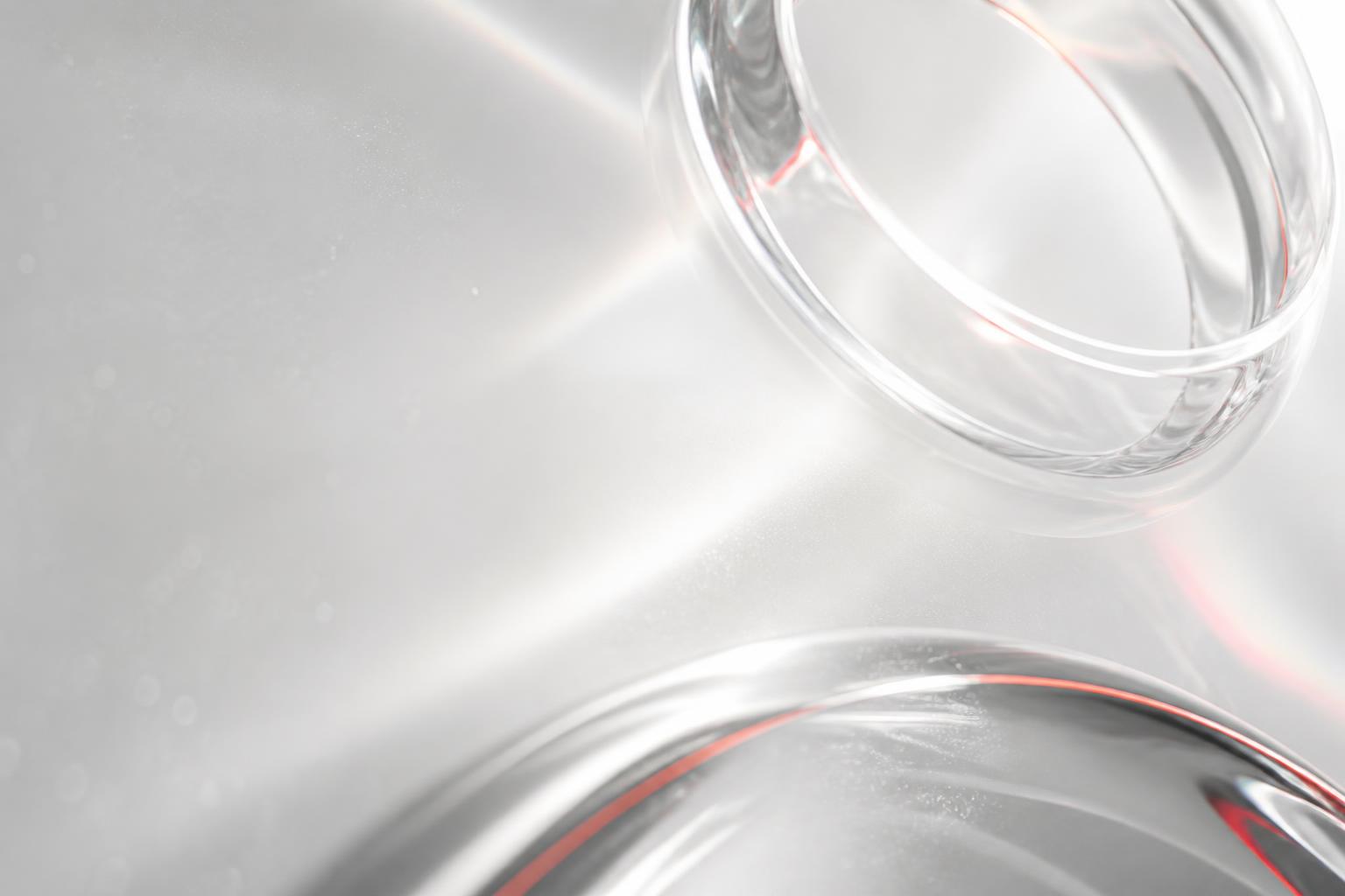 Abstract glass shapes refracting light